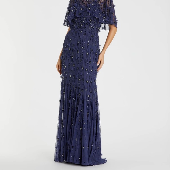 Mac Duggal Navy Blue Embellished Wedding Dress - Picture 2 of 6